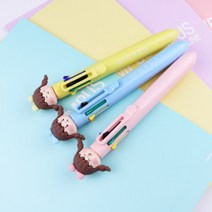 근이몰 멀티펜 그립감 좋은 다색 볼펜 문구 필기구 학용품 (0.5mm), 6색아보카도초록수염