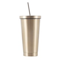 그릿(Grit) 보온 보냉 스테인리스 심플 빨대 텀블러 500ml, 골드