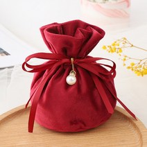 [당일출고] 플란넬 진주 복주머니 레드 15X14cm 파우치 포장주머니 크리스마스 선물포장