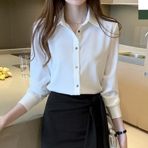 여성 기본긴팔 블라우스 여자 상의 긴팔