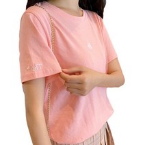 따봉오빠 여성 러블리 하트 포인트 심플 반팔티 핑크(DB315)