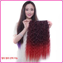 가발 옥수수펌 오카헤어 롱 웨이브 원포인트 헤어커트 그라데이션 가발 여성용 헤어커팅, 자연 블랙, 하나
