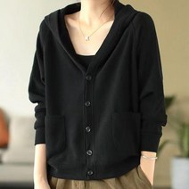 ANYOU 긴팔 후드 루즈핏 슬림 싱글 카디건 코트 맨투맨