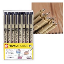 [조한스토어] 사쿠라 피그마 마이크론 다양한 선굵기의 펜 브러쉬 드로잉, 1세트, MICRON 01_0.25mm_8색