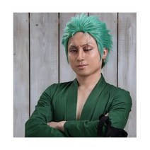 Nissei-world-shop NdL One Piece roronoa・zoro Wind Cosplay Wig Earrings also set the