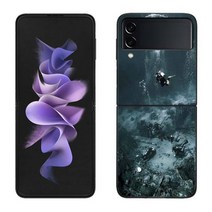 심해 다이빙 어드벤처 휴대폰 케이스 삼성 갤럭시 Z 플립 5 4 3 5G 펀다 블랙 코크 하드 PC 럭셔리 커버