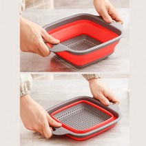 SK511휴대용 접이식채반 물빠짐 실리콘 야채 세척 바구니 다용도, 쿠팡 그린M