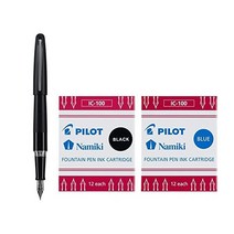 파일럿 메트로폴리탄 컬렉션 만년필 클래식 디자인 미디엄 펜촉 블랙 12개 및 블루 12개 잉크 카트리지