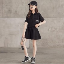 유블리 여아 캐주얼 반팔 반바지 트레이닝복 투피스 세트 벤구