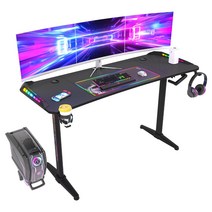 WISFOR 게이밍 테이블 1600 높이조절 게임 컴퓨터 책상 높이 70-120CM 6종 LED 블랙