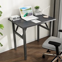 오브민 철제 접이식 사무용책상 중형 800*400, 블랙월넛