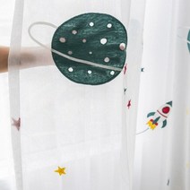 24평 32평 34평 거실커튼 만화 우주 로켓 자수 침실 거실 창 나비주름쉬폰커튼