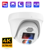Techage-UHD 4K 8MP 5MP POE IP 카메라 빨간색 파란색 조명 경고 스마트 AI 얼굴 감지 방수 컬러 야간 보안 카메라, 4.4pcs 8MP Camera