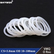 기계 부속 자재 베어링 스쿠류 커넥터 볼 밸브 샤프트 VMQ-O 링 개스킷 CS 3mm OD 10 ~ 100mm 방수 와셔 실리콘 고무 절연 원형 O 모양 씰 화이트 식품 등급, OD 12mm ID 6mm_10Pcs | CS 3mm