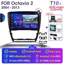 내비매립 Srnubi-자동차 멀티미디어 플레이어 내비게이션 GPS 2 딘 카플레이 스테레오 DVD 스피커 스코다 옥타비아 A5 2008 - 2013 안드로이드 11, [13] T10-1 Fan-Camera