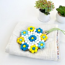 어르신 실버미술 만들기체험 폼폼이 티코스터 찻잔받침 만들기 DIY세트 가정보육 공예