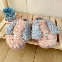 No Brand 슬리퍼 소녀심동ins 러블리 기모 면 슬리퍼 통굽 미끄럼 방지 가정용 보온숙소 실내 한국판 충돌빛깔