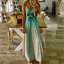 브랜드없음 롱원피스 플라워 프린트 꽃 캐주얼 드레스 긴 폴리에스터 끈 없는 종아리아래