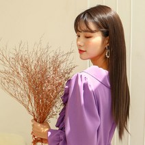 가발매니아 슬릭스트레이트 66cm 리얼라인피스(형상기억인모) 하이커버피스 부분가발 오픈반가발, 내츄럴브라운