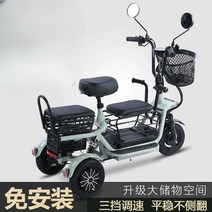 2인승전기자전거 성인 부모님 및 자녀 전기 삼륜차, 상세 페이지 참고, (업그레이드된 전복 방지/단일 드라이브) 12A 리튬