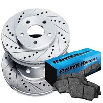 PowerSport 프론트 실버 드릴 슬롯 브레이크 로터 및 세라믹 패드 2006-2021 렉서스 GS350 GS430 GS450h GS460 IS200t IS300 I