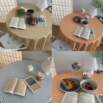 빈티지 감성 체크 테이블보 테이블 러너 캠핑 카페 커피숍 식탁보, 70x70, 블루