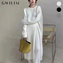 귈림 사이드 트임 니트 롱 원피스 GAFKN031P