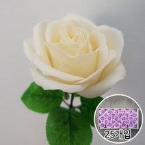 이플린 비누꽃 재료 비누 장미 꽃다발 꽃바구니 DIY, 02.왕장미-25개입_잎사귀_크림