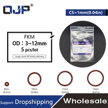 고무오링 패킹 실리콘 오링 고무링 5개/몫 고무 링 갈색 FKM O 씰 1mm 두께 OD3/4/5/6/7/8/9/10/11/12mm O-, 08 10x8x1mm_02 10pieces