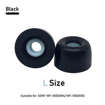 헤드폰 헤드셋 부품 교체 메모리 폼 이어 팁 쿠션 버드 소니 WF-1000XM4 안티 슬립 귀마개 액세서리, 3 Pairs, L Black_3 Pairs