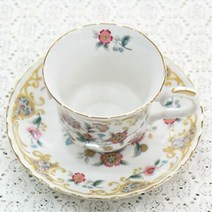 고풍스러운 야생화 프린팅 도자기 커피 찻잔 2인 세트, 색상, 본상품선택