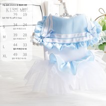 강아지옷 얇은 고양이 공주 치마테이프 봉봉사 학원 소형견 테디 펫 3588, 블루, L(810진)9.52조각