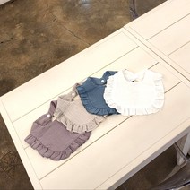 당일출고/ 귀여운 프릴 아기턱받이-가벼운 3중거즈 4색상/ 태교DIY 아기턱받이만들기/ 프랑스자수/ 면100%, 베이지