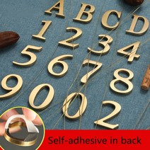 황동 장식 벽 접착 문자 DIY 상점 이름 숫자 조합 집 Numbes English Alphabet Home Decora, [01] 0