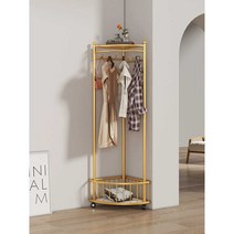 코너 스탠드 옷걸이 모서리 벽 트롤리 침실 드레스룸, 블랙