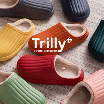 트릴리 실내용 슬리퍼 푹신한 여성 사무실 슬리퍼 실내 슬리퍼 따뜻한 겨울 슬리퍼 회사슬리퍼 EVA 쿠션 거실화, 오렌지, 1개