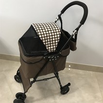 애완동물 강아지 카트 일본 줄무늬 애완견 유모차 접이식 충격흡수 유니버셜 휠 인 캣아웃 카네트 빨간개 수출, 02 스타일 A 브라운 15캐티 이
