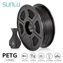 SUNLU-3D 필라멘트 S2 필라라이어 1KG 1.75mm 3D 프린팅 필라멘트 PETG/PLA/PLA PLUS/ABS/실크/목재/TPU/탄소 섬유 기포 없음, PETG-BLACK-1KG_CHINA