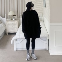 애플망고옷장 겨울 빅사이즈 가벼운 기모 무지캥거루 롱롱 후드 롱박스티 오버핏 티셔츠