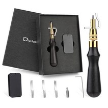 DIUDUS 7 in 1 휴대용 조절 가능한 스티치 그루버 가죽 그루버 가죽 스카이빙 도구 가죽 조각 키트 가죽 공예 키트 가죽 조각 커팅 엣지 도구 목재 및 스틸 핸드 툴