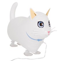 산보풍선 흰색고양이 끌고다니는 동물 헬륨 풍선, 단품