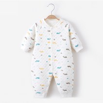 까망아가 영유아복 봄가을용 캐릭터패턴 누빔 풀스냅 우주복