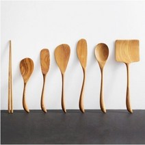 티크우드 키친툴 7P 원목 조리도구 주걱 뒤집개 택1, 티크우드 튀김젓가락