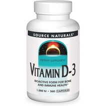 [미국 직구] Source Naturals 본 & 화이트탑 이뮨 헬시 비타민 D-3 1000 IU 360캡 1팩, 수량, 상세참조
