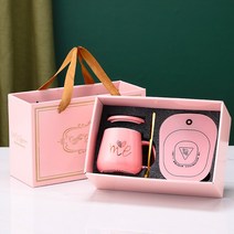 KEYXGSUL 55도 스마트 자동 텀블러 세라믹 머그컵 세트, #4