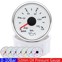 유면계 유량계 0-10 Bar 2 "52MM 오일 압력 게이지 7 색 조명 0-150 PSI 자동 자동차 게이지 방수 IP, 03 WS Gauge