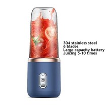 착즙기 미니 쥬서기 믹서기 녹즙기 WHDPETS400ML 휴대용 과일 블렌더 6 블레이드 304 스테인레스 스틸 전기, [01] Blue juicer only