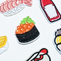 맛있는 식품 자수 와펜 핫도그 초밥 팝콘 피자 등13종 열접착식 스티커 모자 옷 가방 마스크 리폼 장식, W2AN03 피자