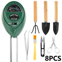 PH측정기 수분 산소 농도 10Pcs 즙이 많은 분재 심기 세트 이식 도구 토양 테스터 가위 Bannie Brush 나무 손잡이 소형 정원, 01 A-8Pcs
