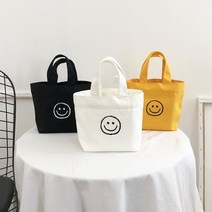 해피 스마일 캔버스 토트백 에코백 가방 백 장바구니 쇼핑백 쇼퍼백 휴가 여성 여성용 여행 비치